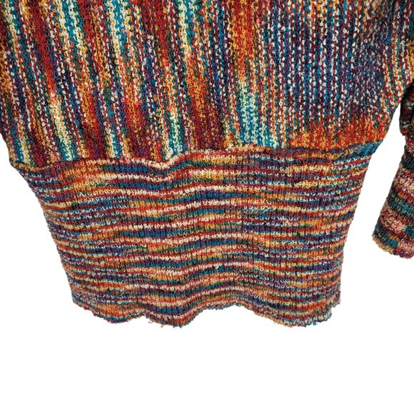Vtg‎ 80s Multicolor Streaked Cowlneck Sweater Sz M Dolman Sleeve Funky Casual - Picture 11 of 12